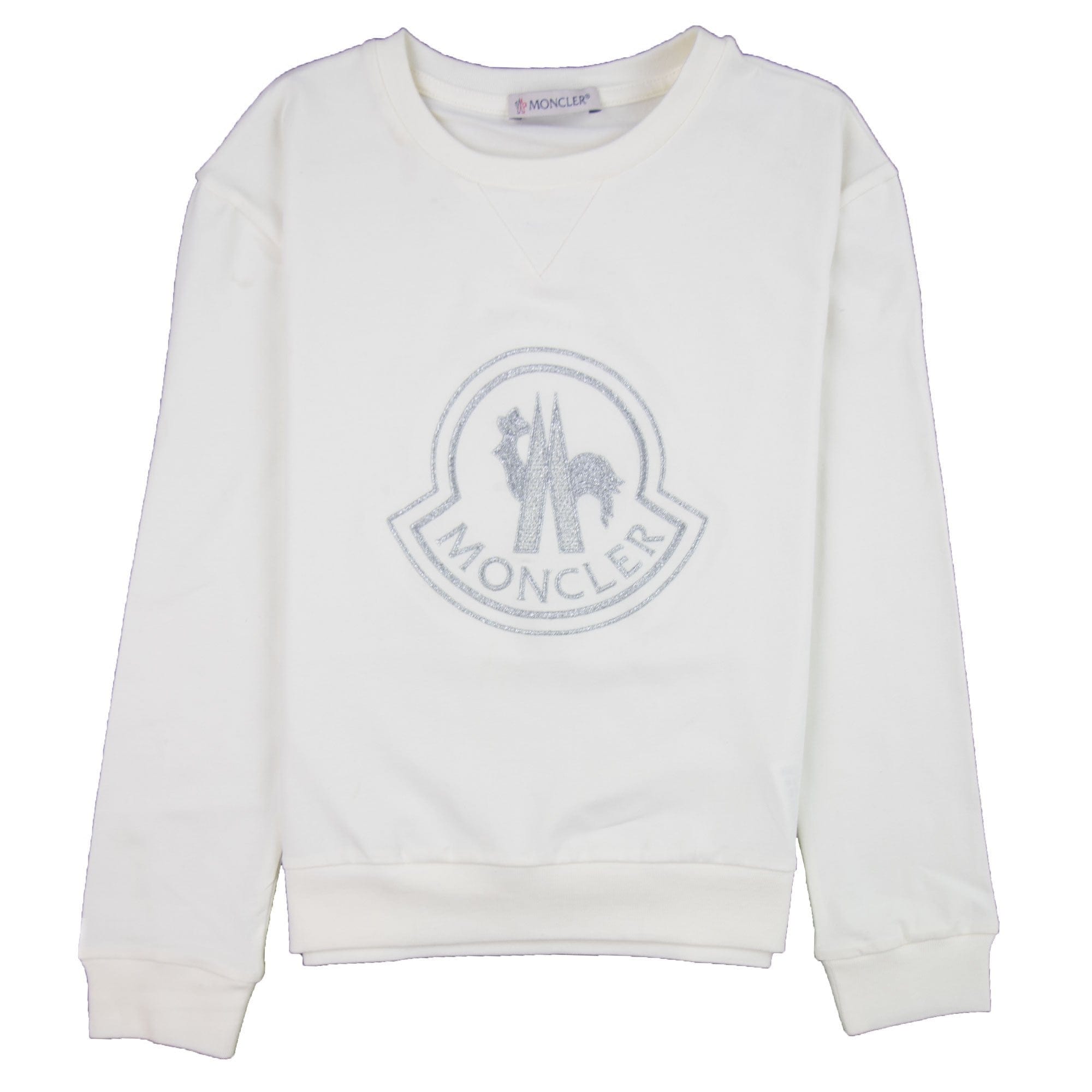 Moncler Junior Maglia Metallic Logo L/s T-shirt White 034