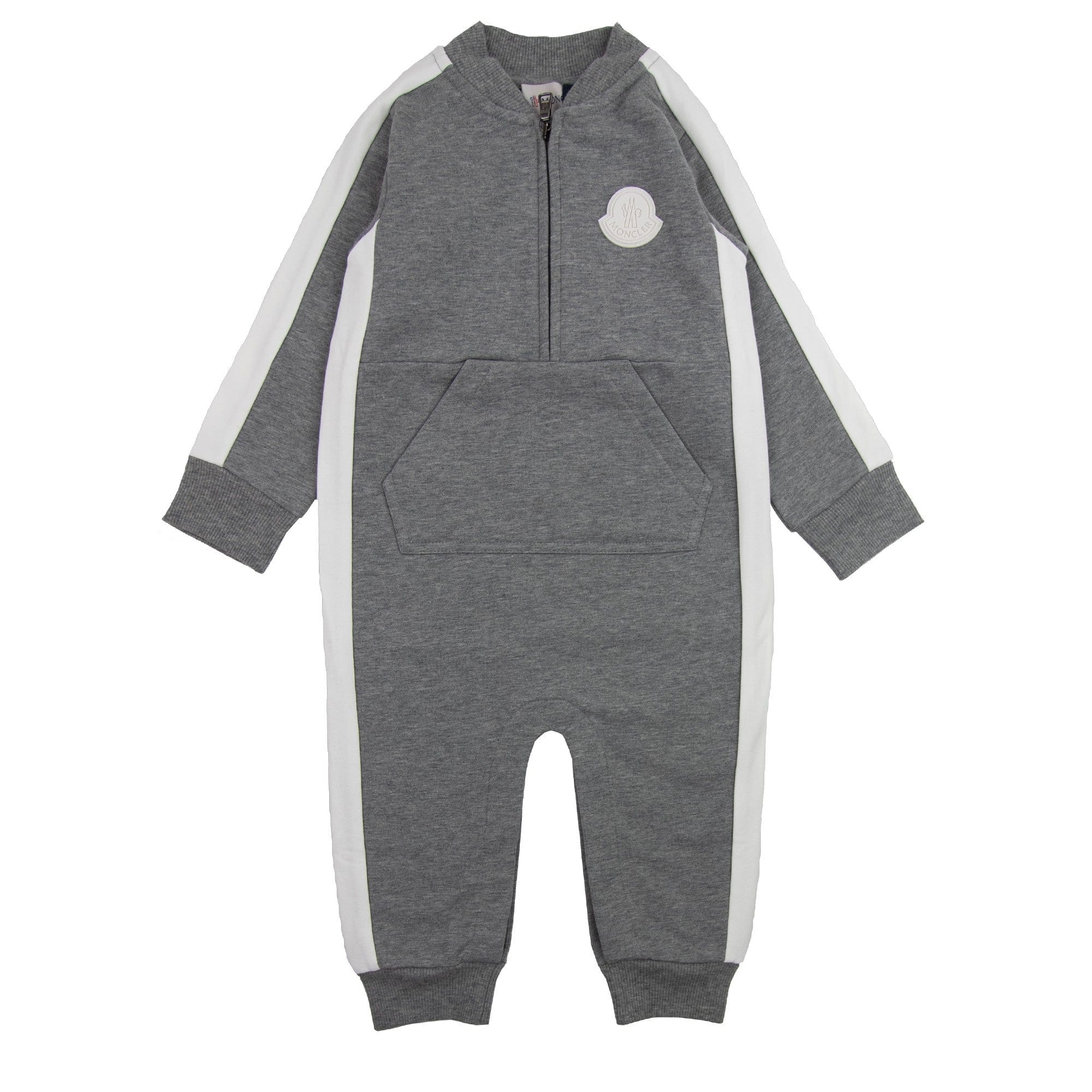 Moncler Junior Pagliaccetto Rubber Logo Romper Grey 986
