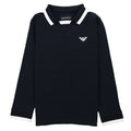 Emporio Armani Junior Eagle Patch Tipped Long Sleeve Polo Navy Blue 0922