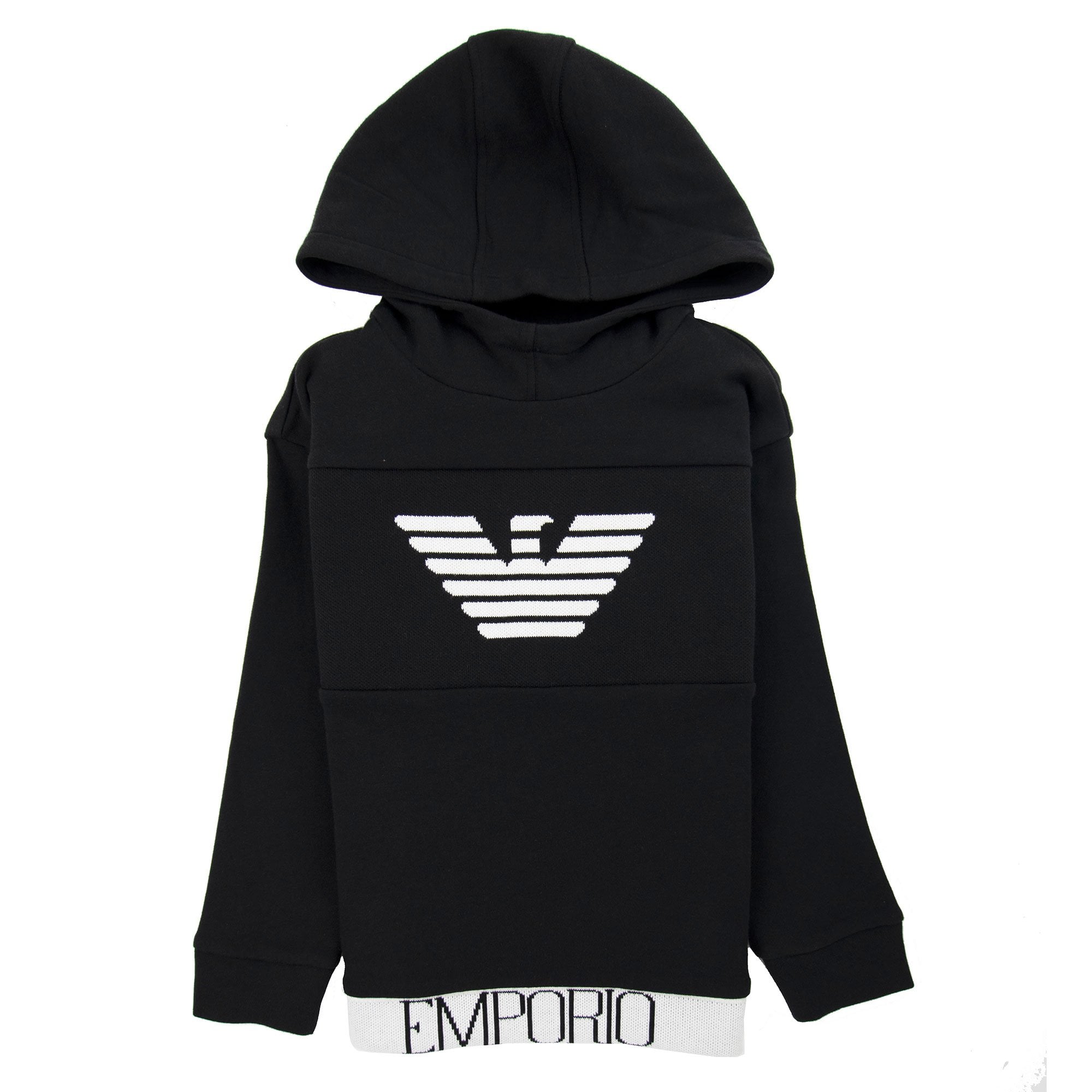 Emporio Armani Jnr Knitted Logo Hoodie Nero 0999