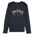 Hugo Boss Curved Embroidered Large Logo Togn LS T-Shirt