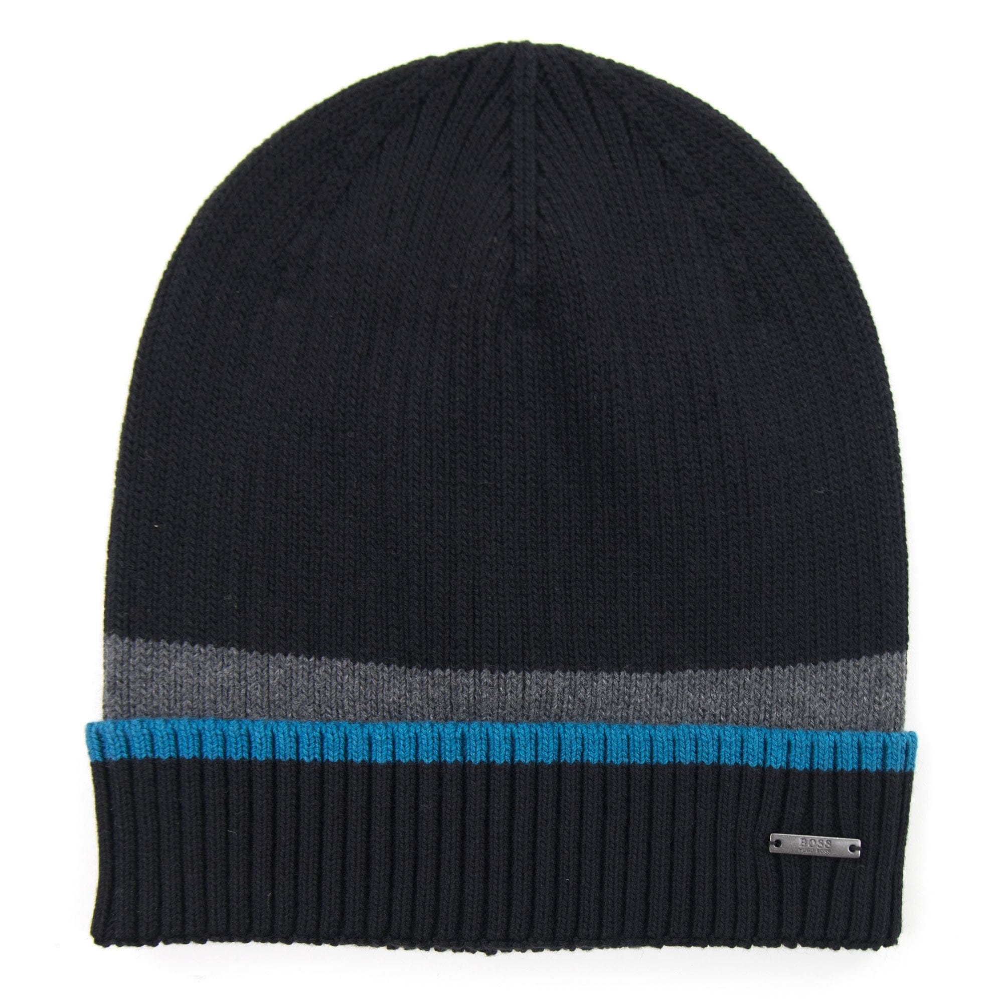 Hugo Boss Ribbed Striped Beanie Black