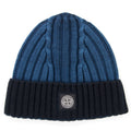 Stone Island Junior Ribbed Knit Beanie Blue V0023