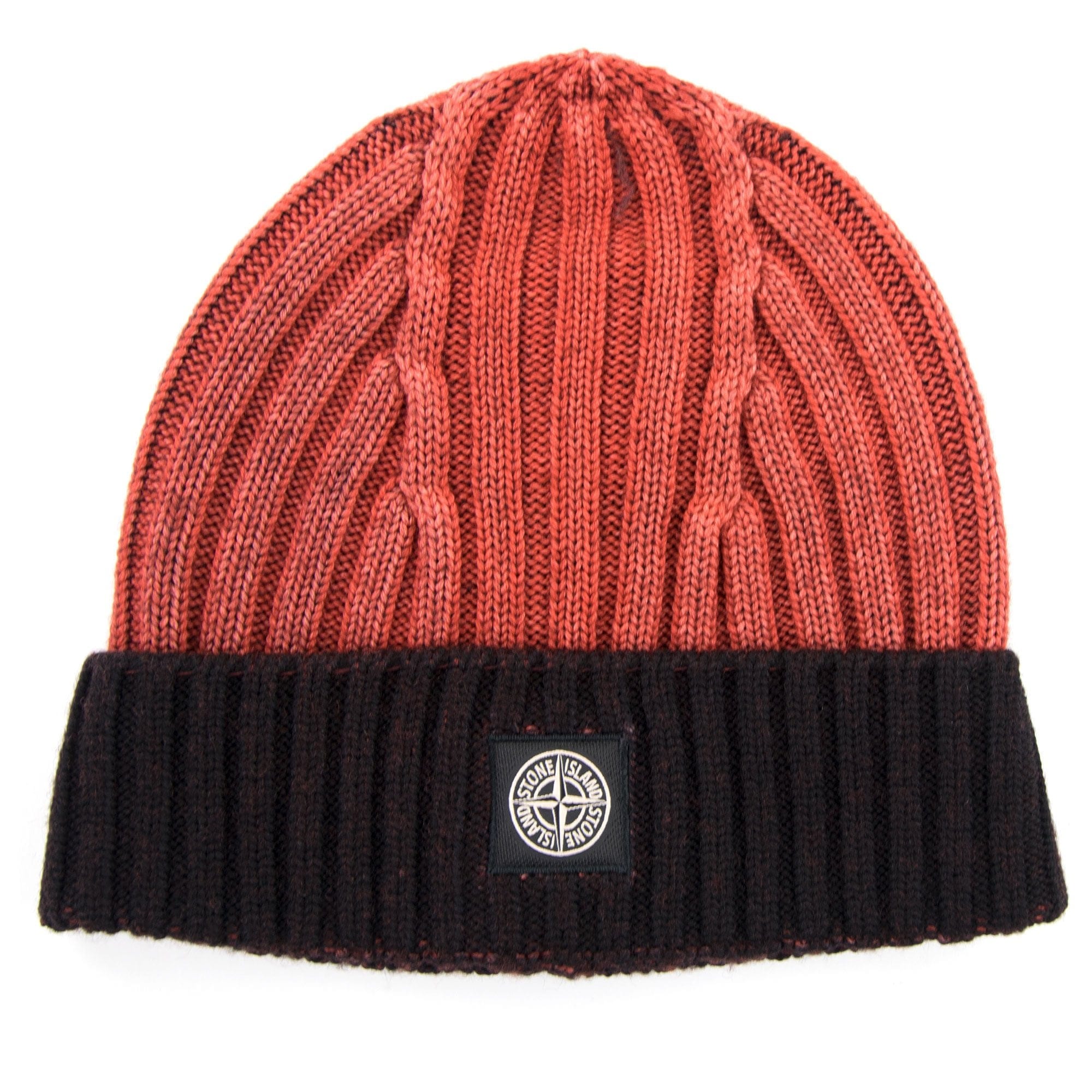 Stone Island Junior Ribbed Knit Beanie Orange V0032