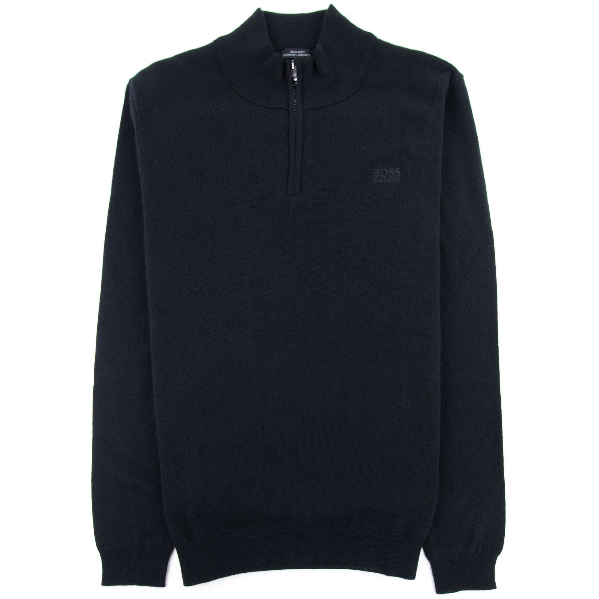 Hugo Boss Barlo Quarter Zip Lambswool Jumper Black