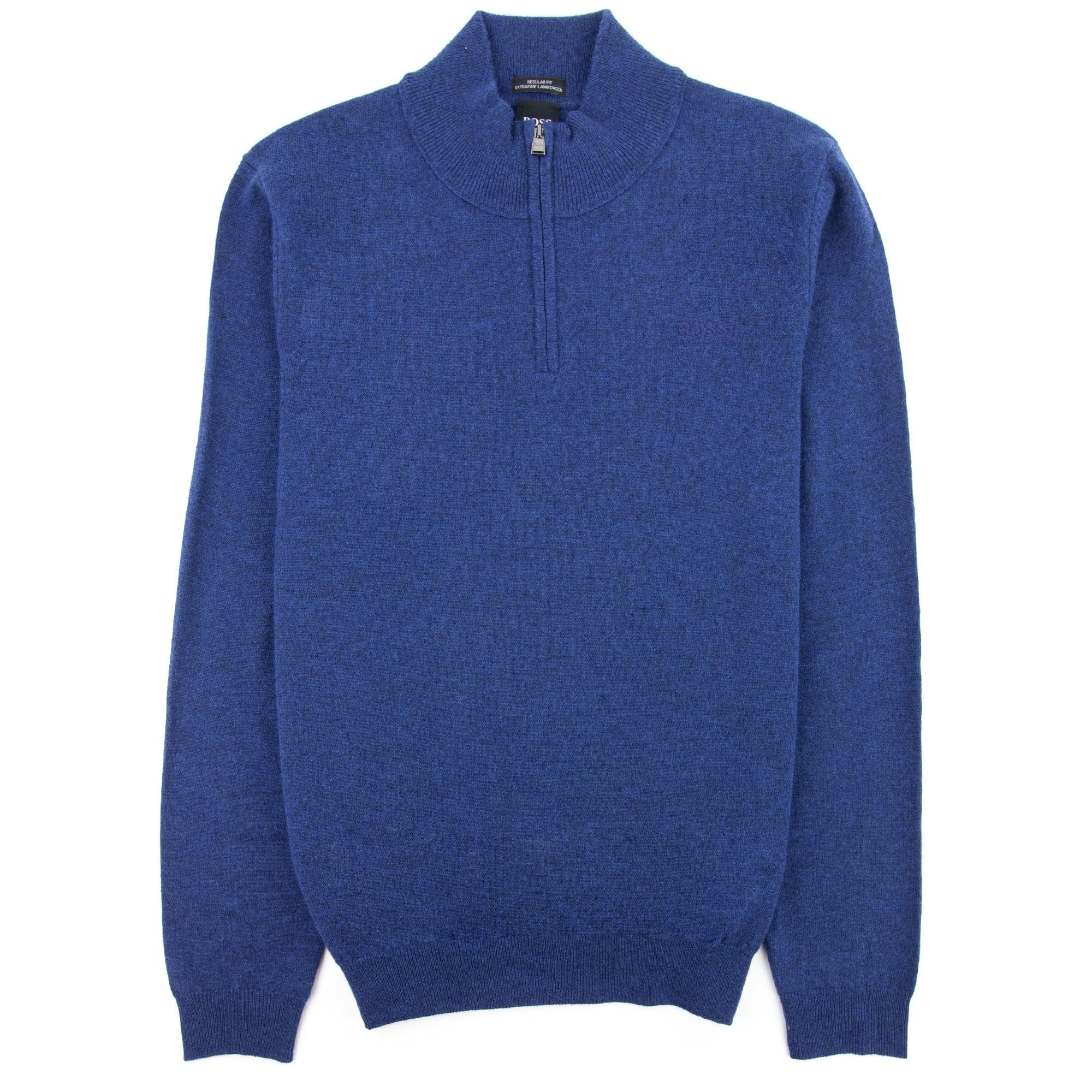 Hugo Boss Barlo Quarter Zip Lambswool Jumper Blue