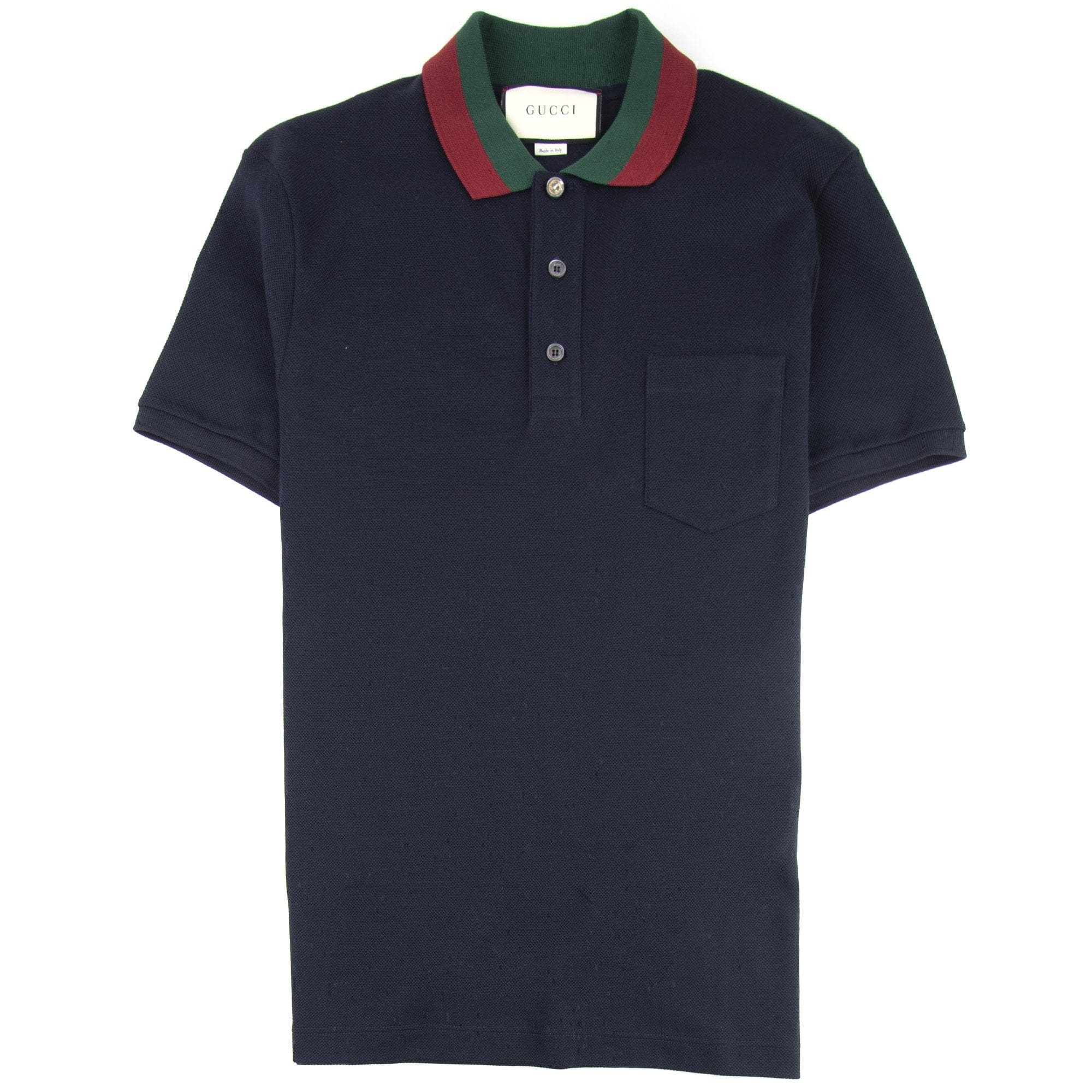 Gucci Web Collar Short Sleeve Polo Navy