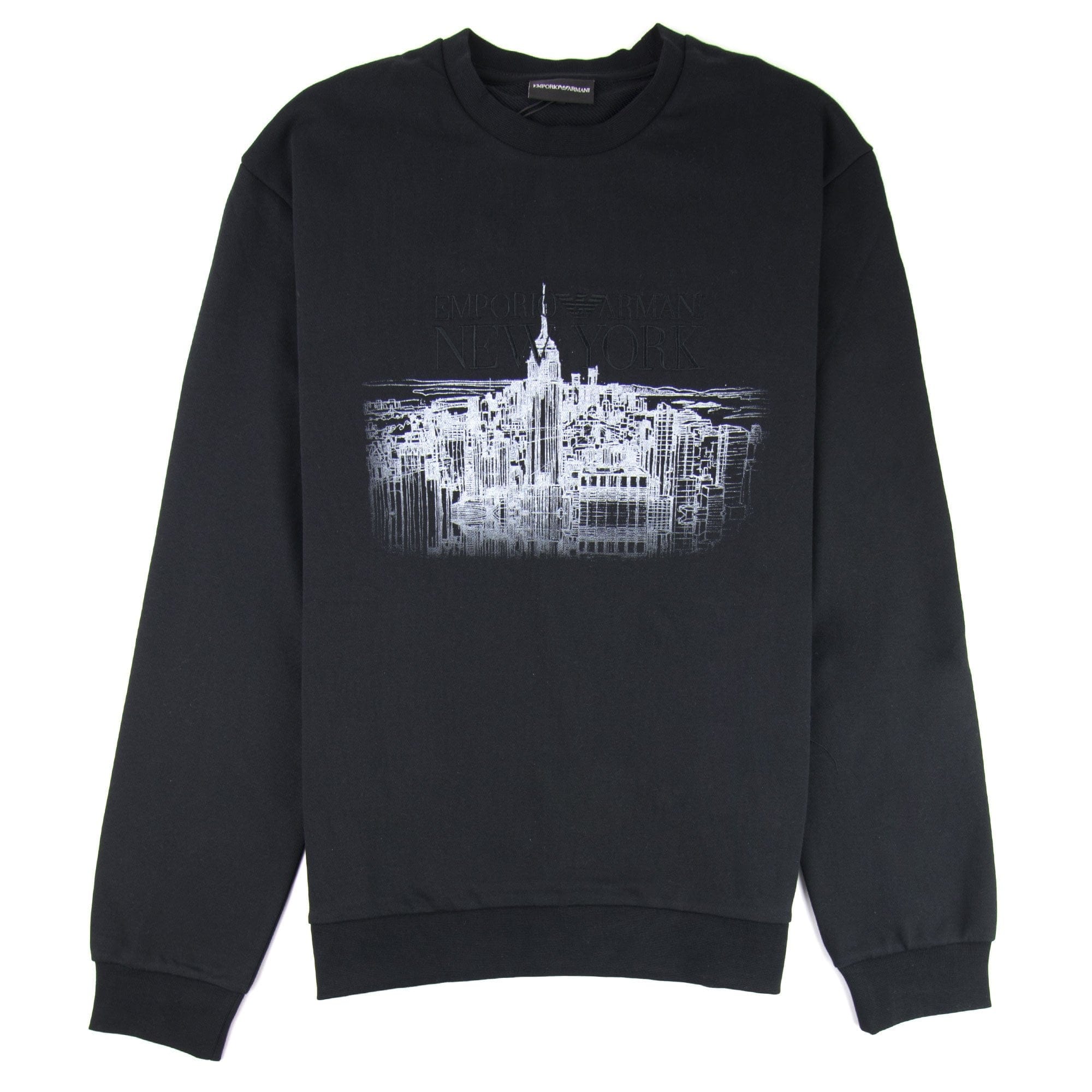 Emporio Armani 'New York' City Scape Knitted Sweatshirt Black