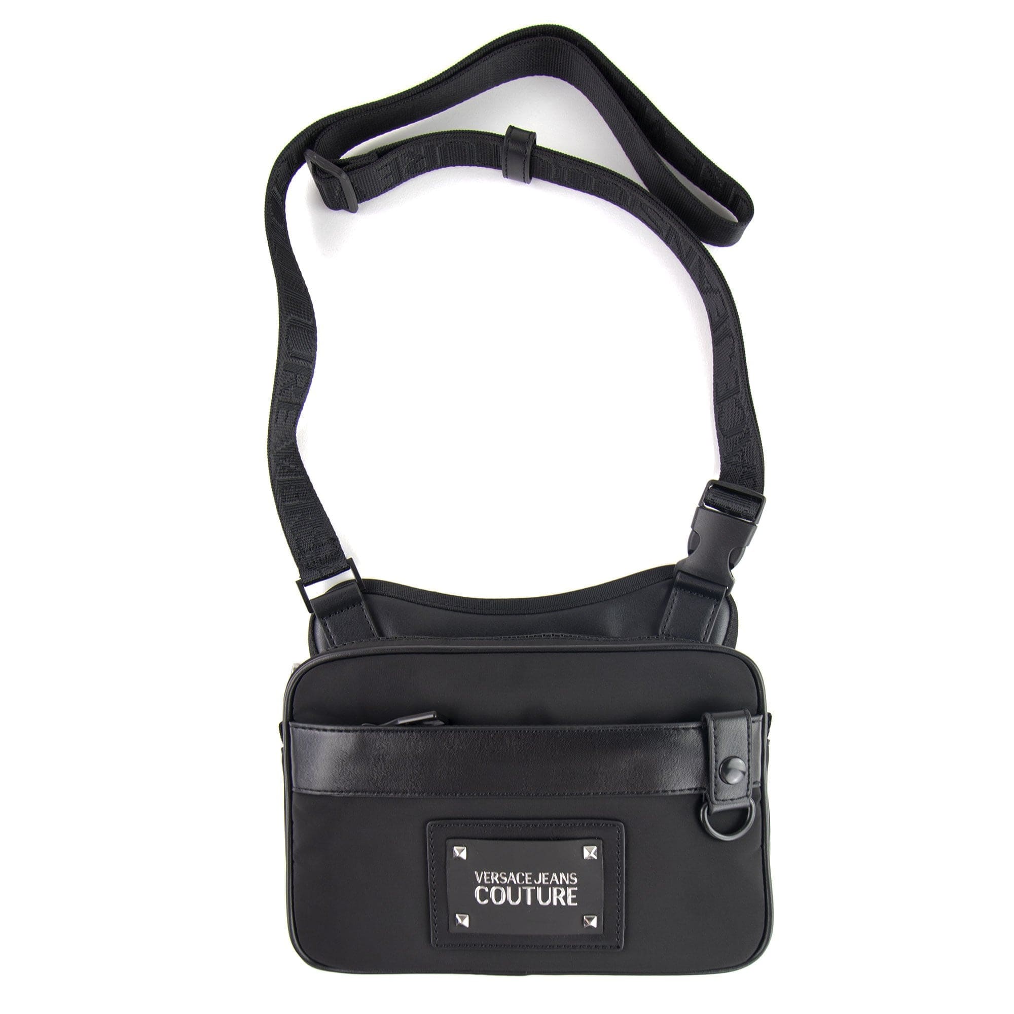 Versace Jeans Couture Motif Logo Crossbody Bag Black