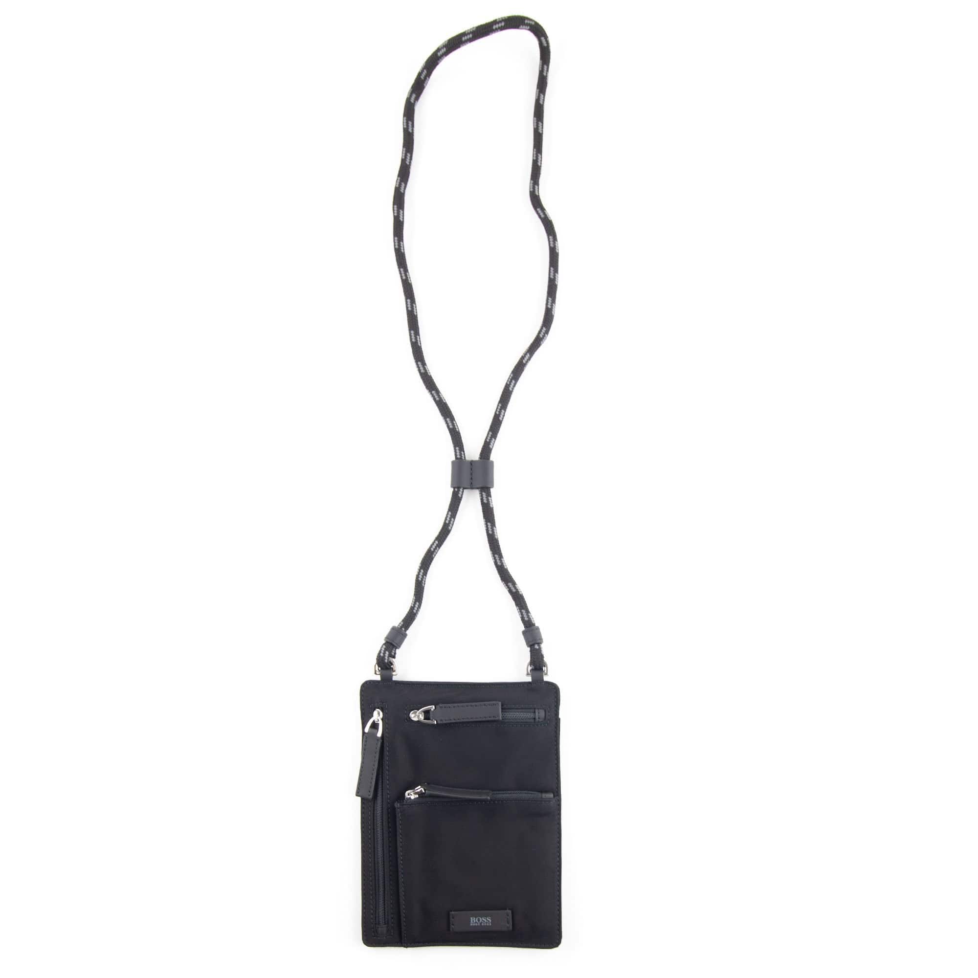 Hugo Boss Italian-Nylon Envelope Bag With Logo Patch 001 Black