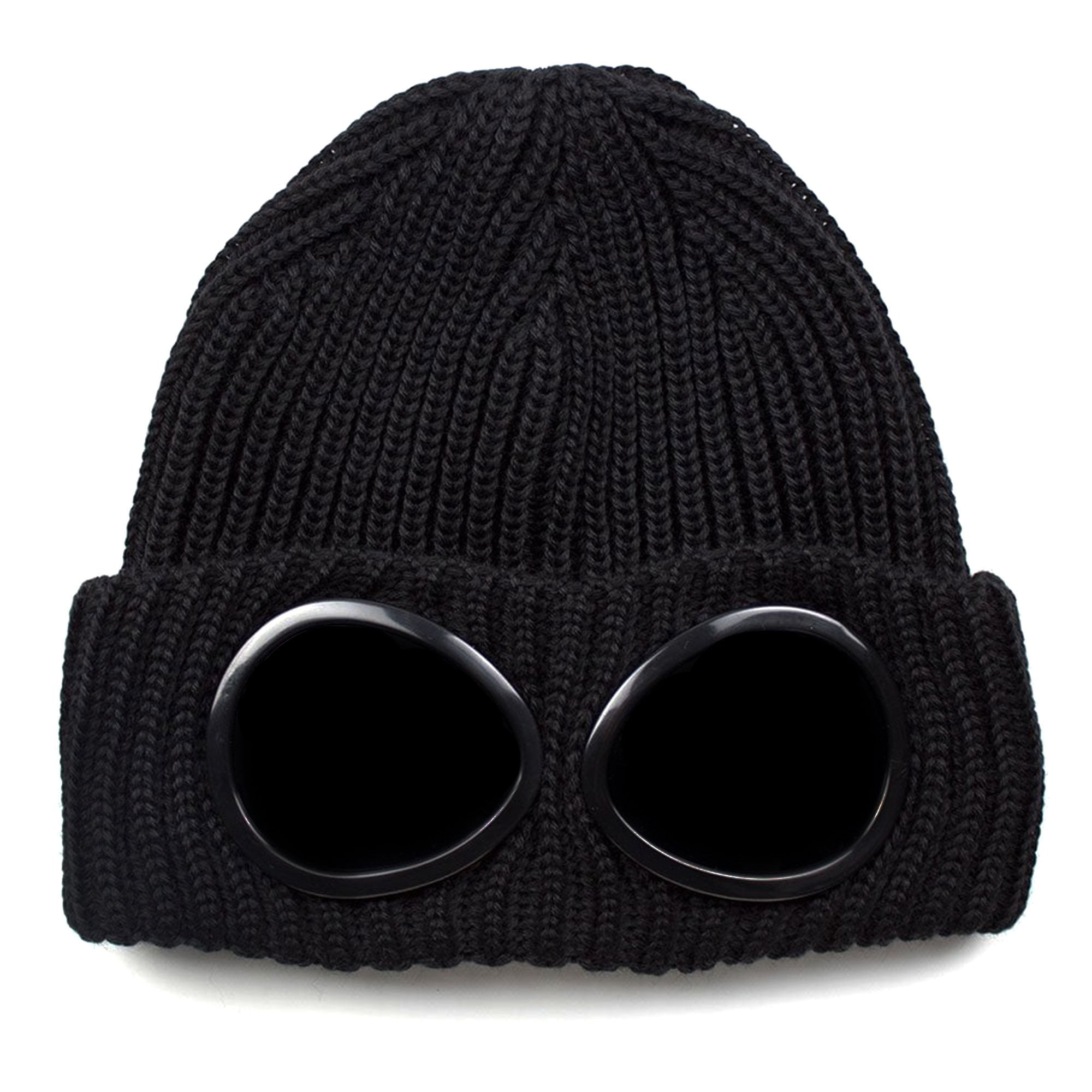 CP Company Extra Fine Merino Wool Goggle Winter Beanie Black 999