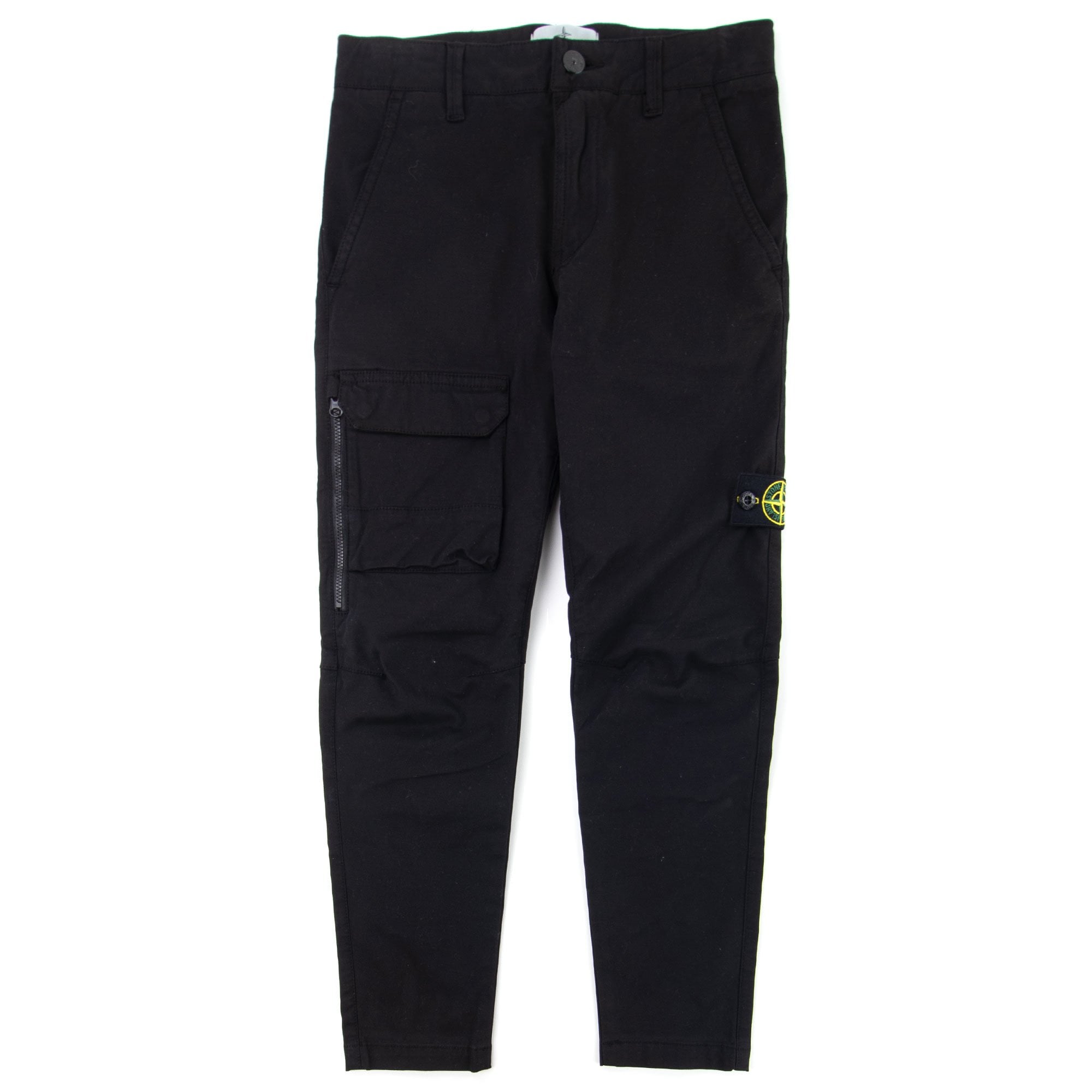 Stone Island Junior Front Pocket Skinny Cargo Trouser Black V0029