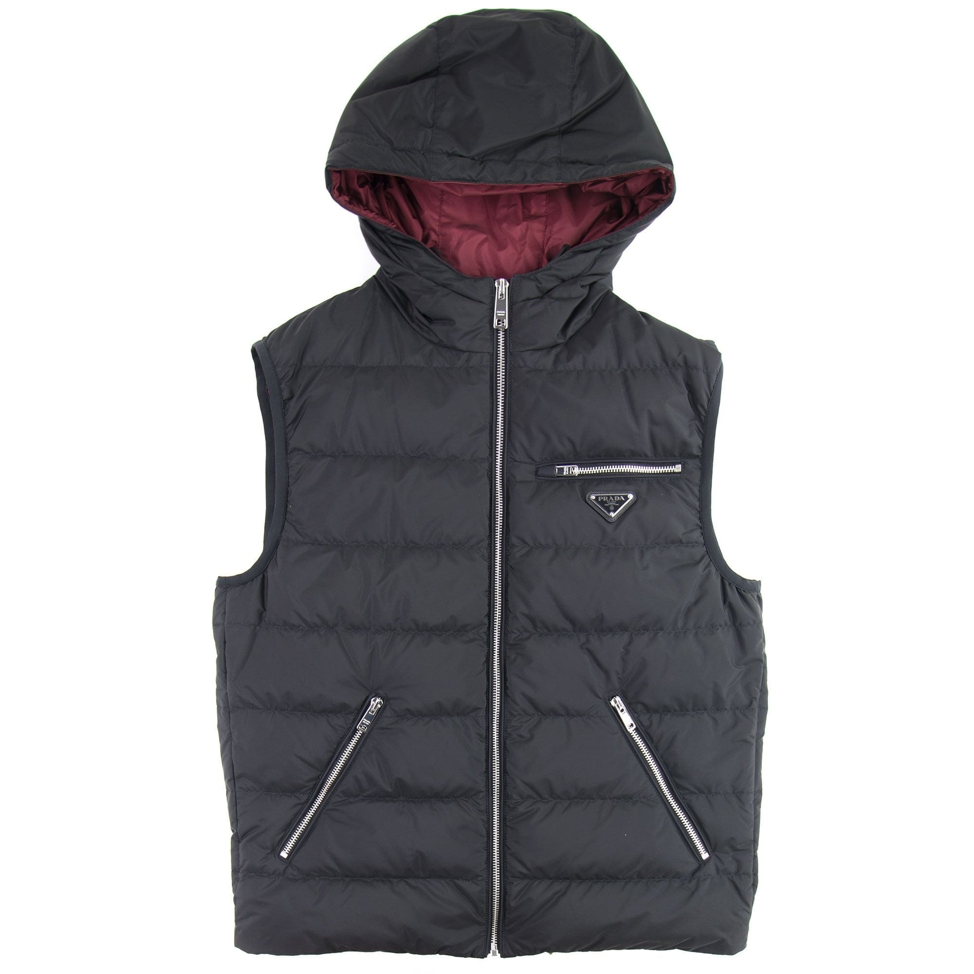 Prada Hooded Down Gilet Nero
