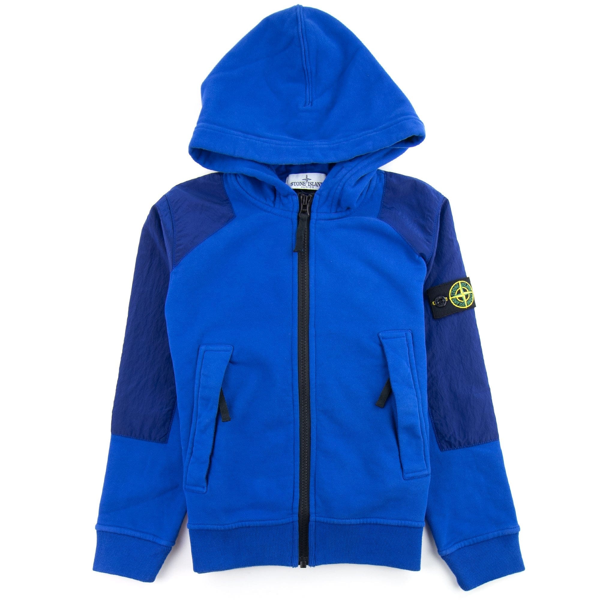 Stone Island Junior Nylon Shoulder Zip Sweatshirt Blue V0022