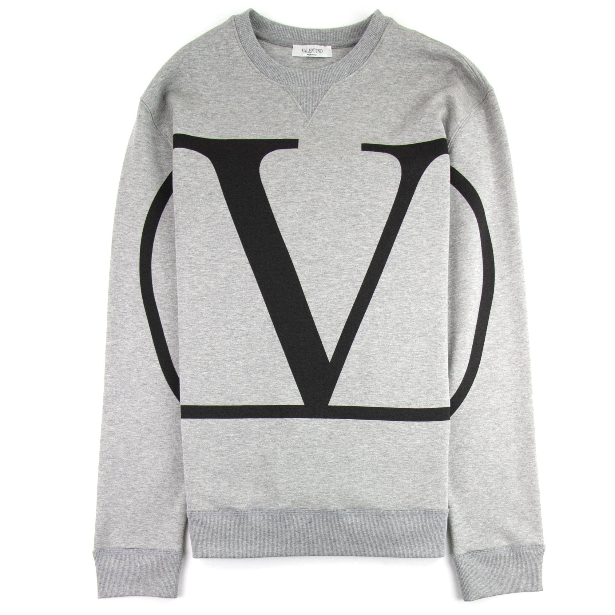 Valentino Go Logo Print Crew Sweatshirt Grey