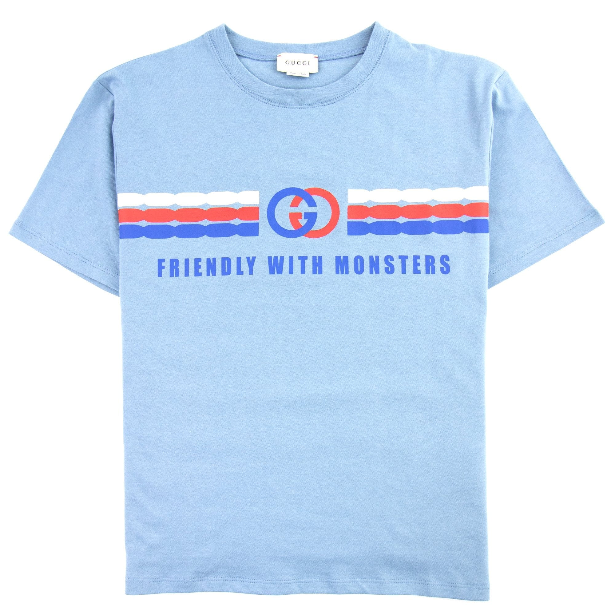 Gucci Junior Interlocking G Print Cotton T-shirt Blue