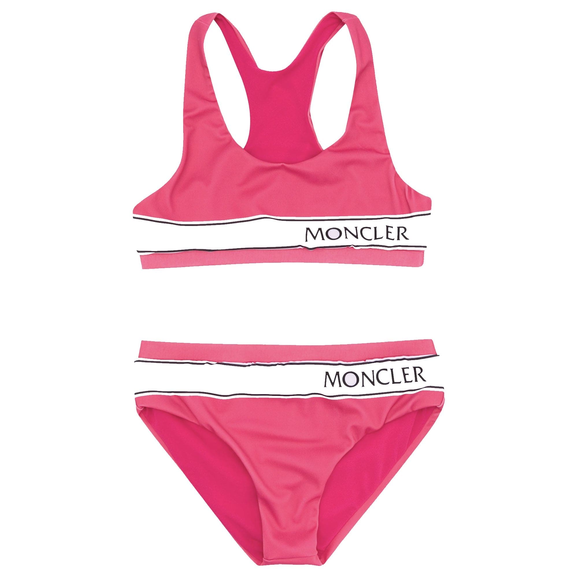 Moncler Junior Logo Band Bikini Swimsuit Pink