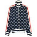 Gucci Jacquard Gg Zip Up Jacket Blue