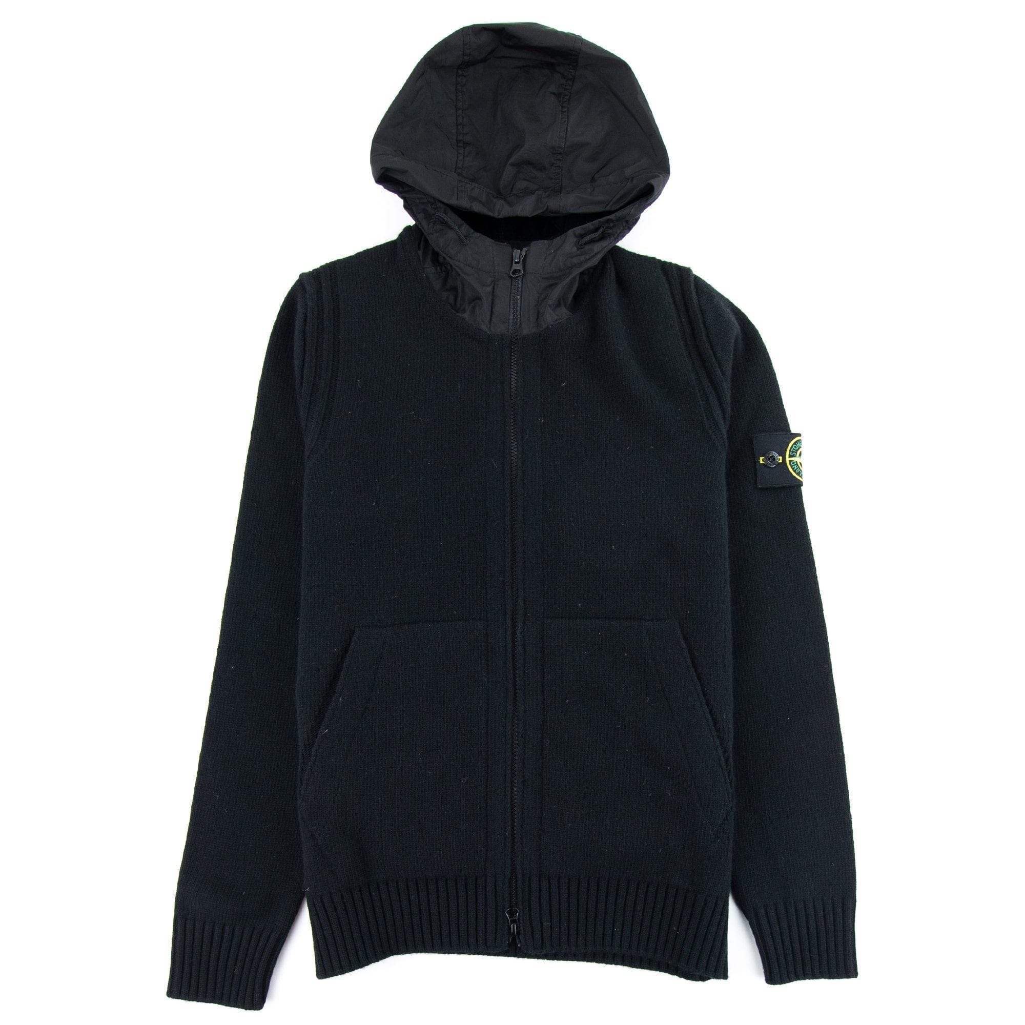Stone Island Lambswool Hooded Cardigan Black V0029