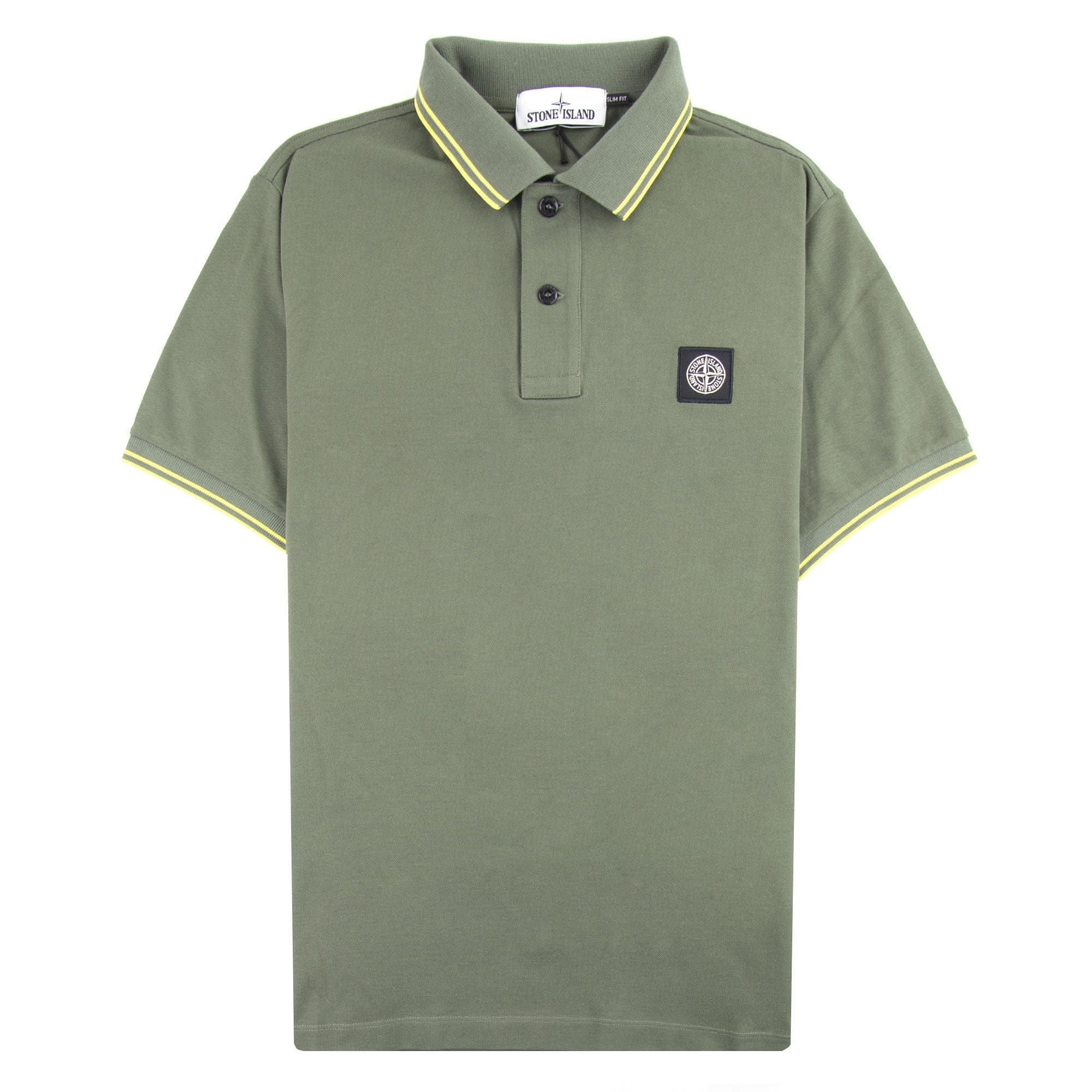 Stone Island 22s18 Slim Fit Polo Shirt Olive/Yellow V2058