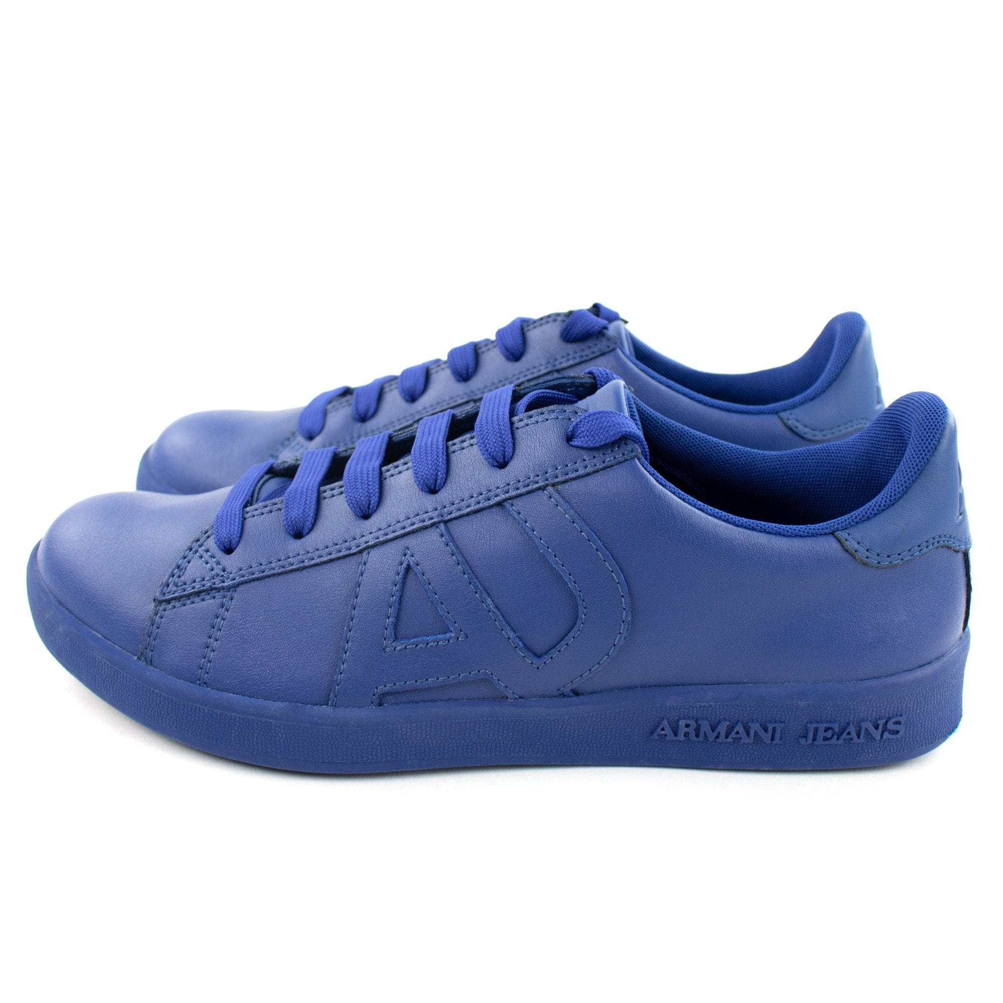 Armani Jeans Full Leather Trainer Blue