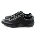 Armani Jeans Leather Strap Logo Trainers Black