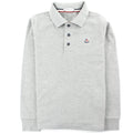 Moncler Junior Logo Collar Long Sleeve Polo Grey