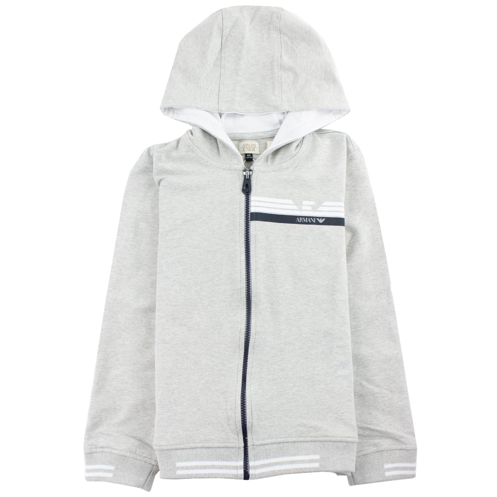 Armani Junior Logo Zipped Sweatshirt Grey