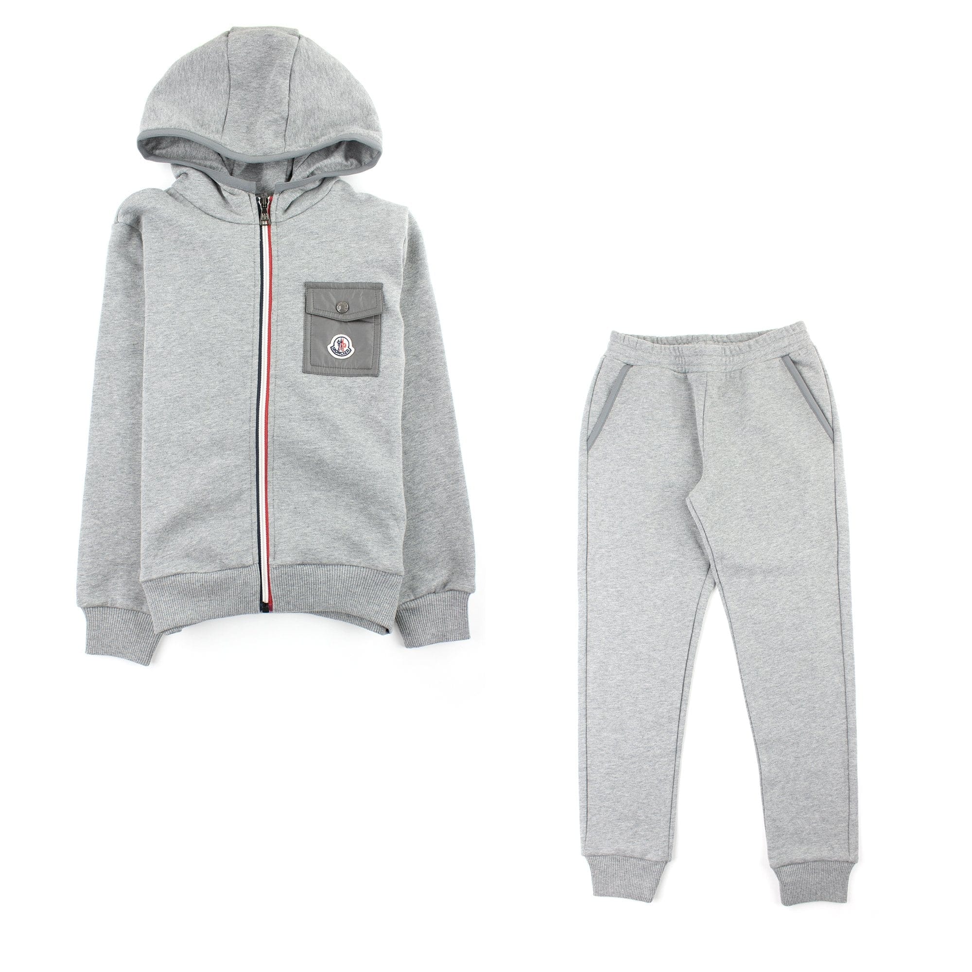 Moncler Junior Hooded Tracksuit Light Grey
