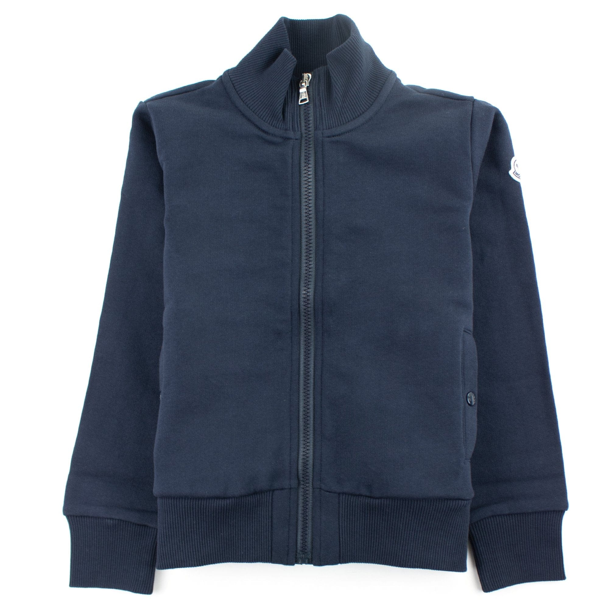 Moncler Junior Funnel Neck Zip Up Sweatshirt Navy