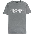 Hugo Boss Logo-print T-shirt In Stretch-cotton Grey