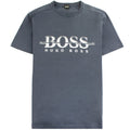 Hugo Boss Logo-print T-shirt In Stretch-cotton Navy