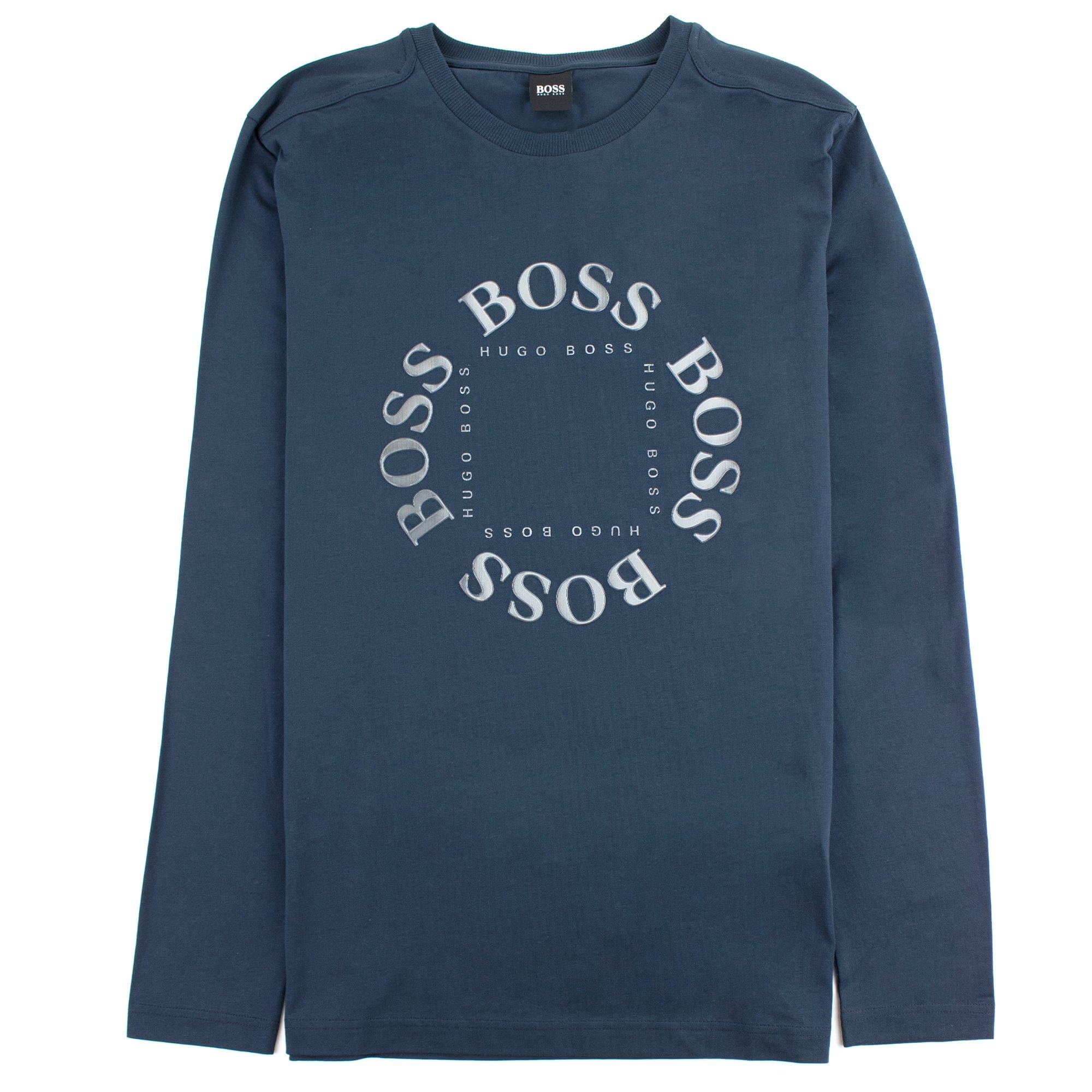 Hugo Boss Regular-fit Long Sleeve T-shirt In Stretch Cotton Dark Blue
