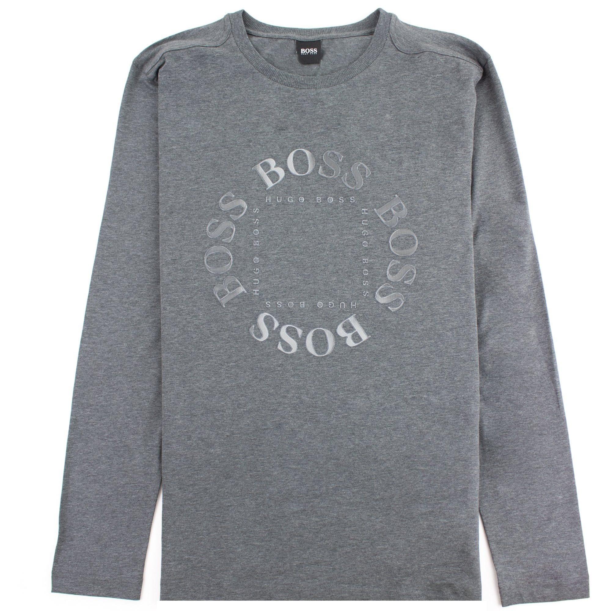 Hugo Boss Regular-fit Long Sleeve T-shirt In Stretch Cotton Grey