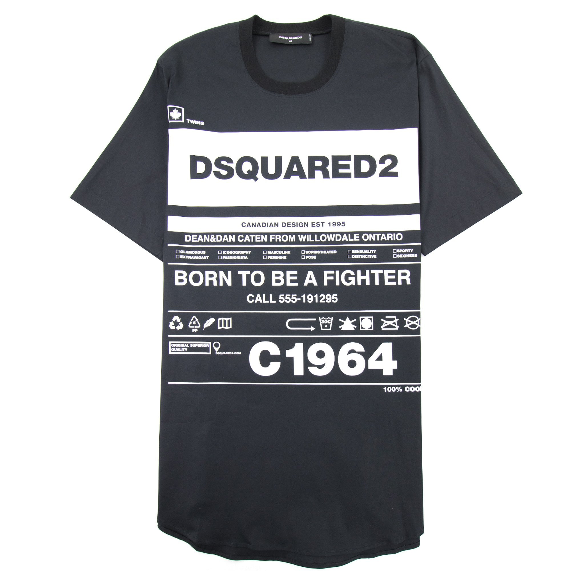 Dsquared2 Born To Be A Fighter T-Shirt Black