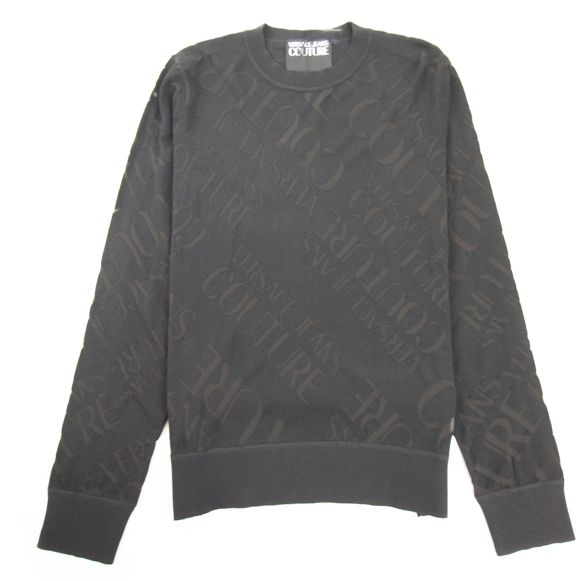 Versace Jeans Couture Embossed Writing Knitted Jumper Black