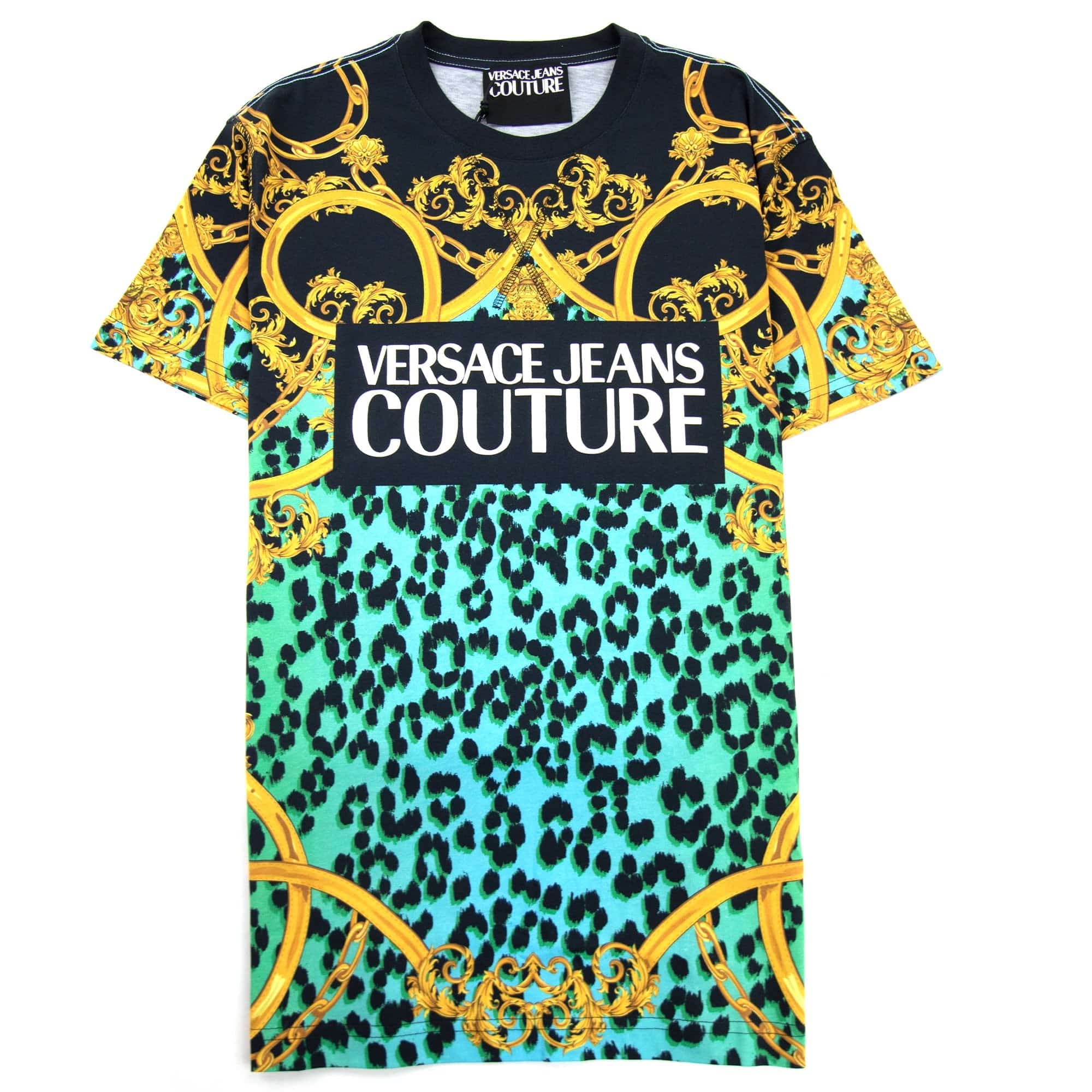 Versace Jeans Couture Leopard Print Bold T-shirt Black