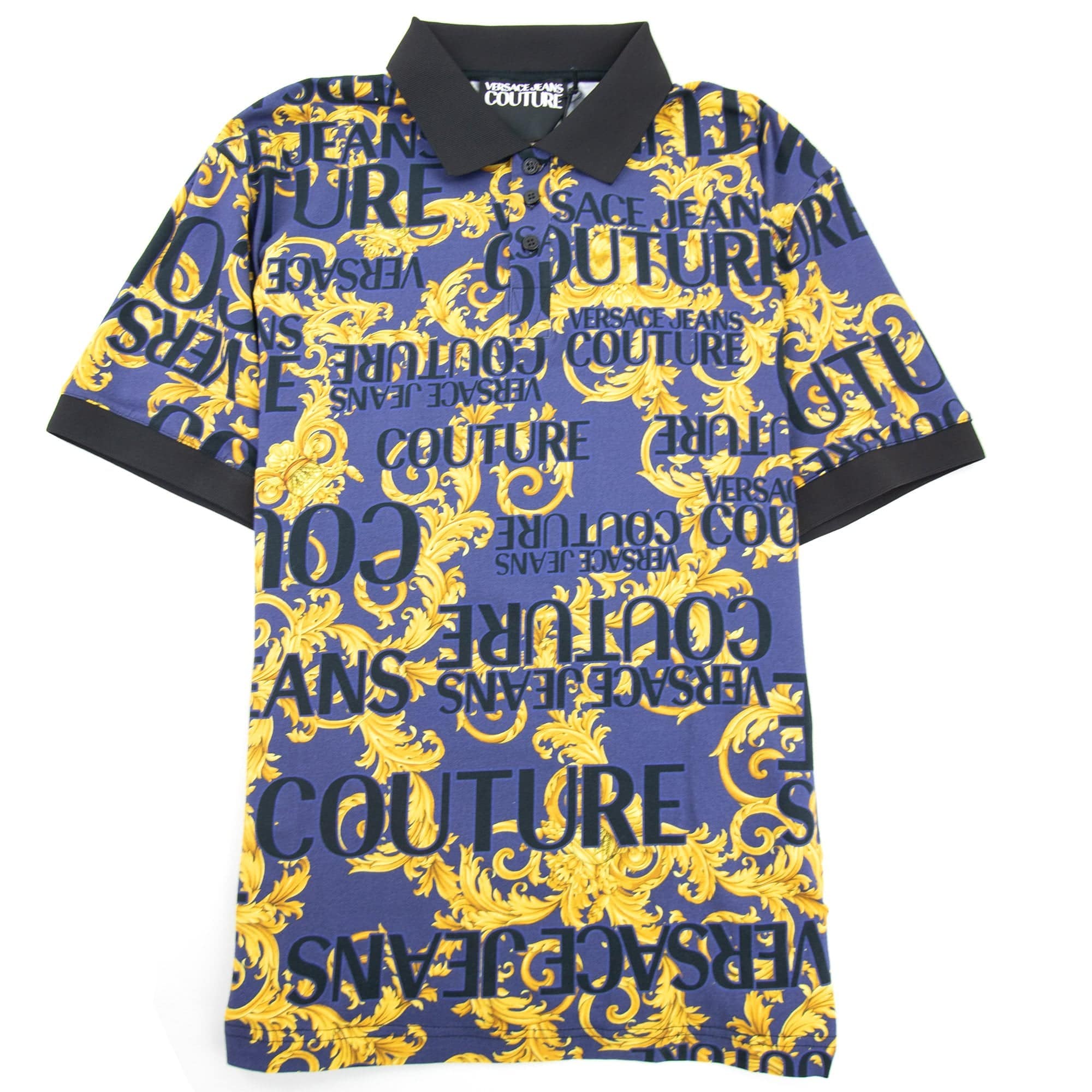 Versace Jeans Couture Baroque Print Polo Blue