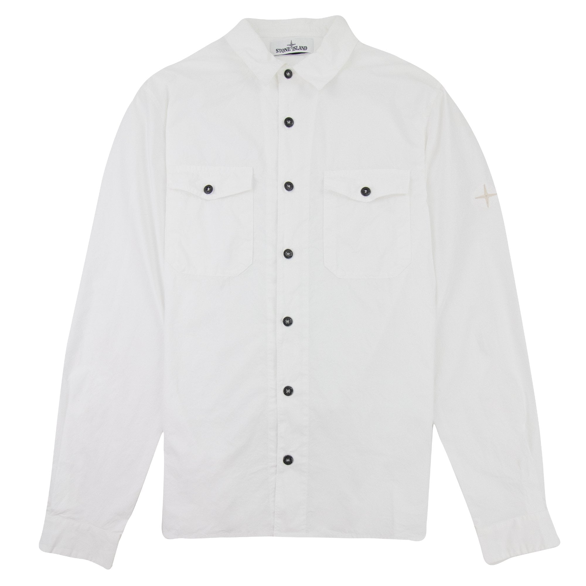 Stone Island 12010 Garment Dyed Shirt White V0001
