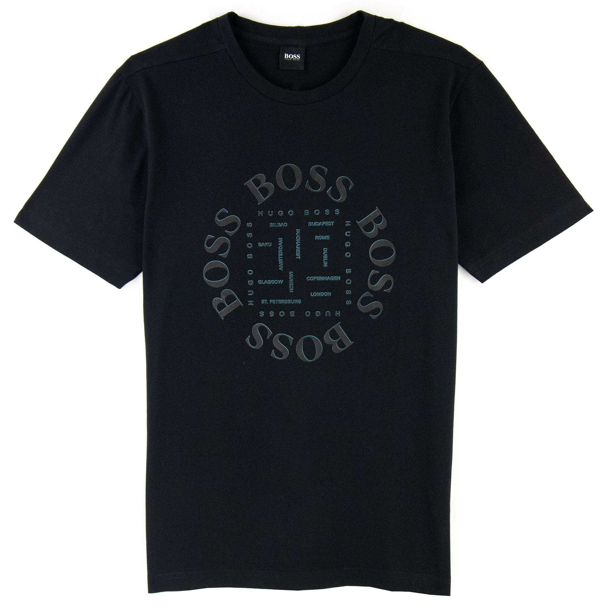 Hugo Boss City Logo Print T Shirt Black 001