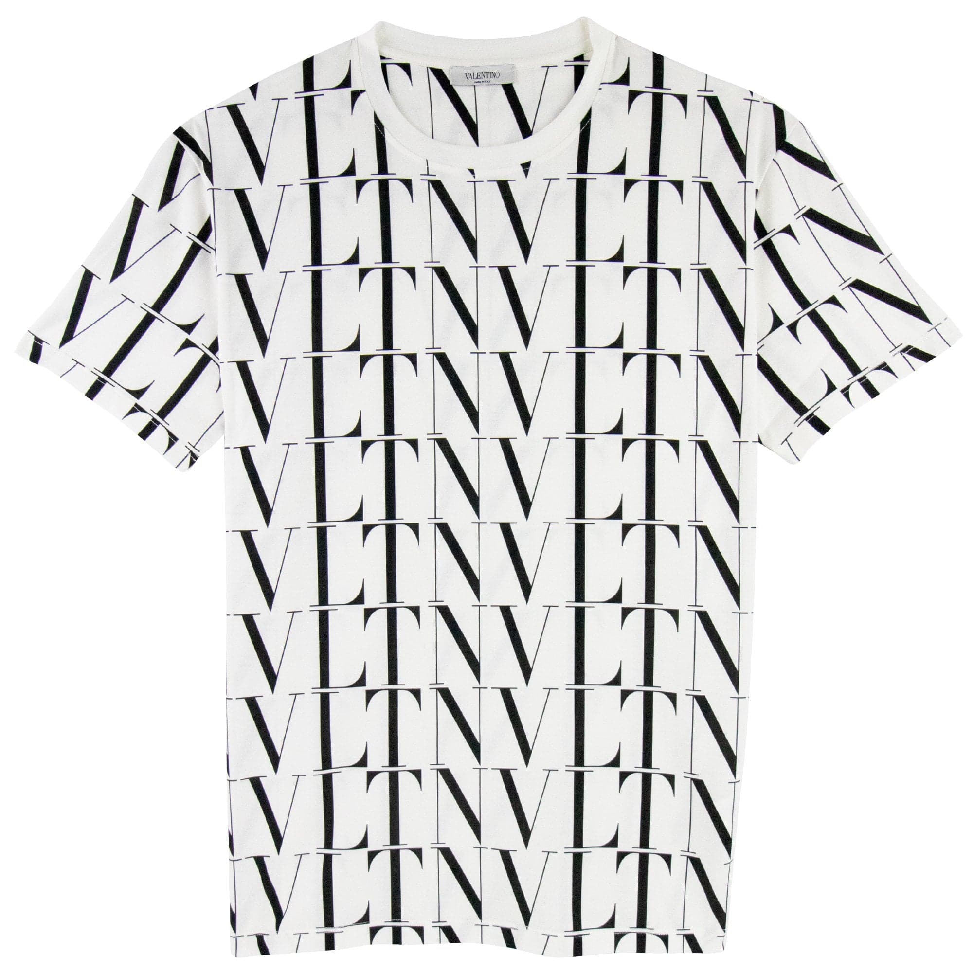 Valentino Logo Pattern Crewneck T Shirt White/black