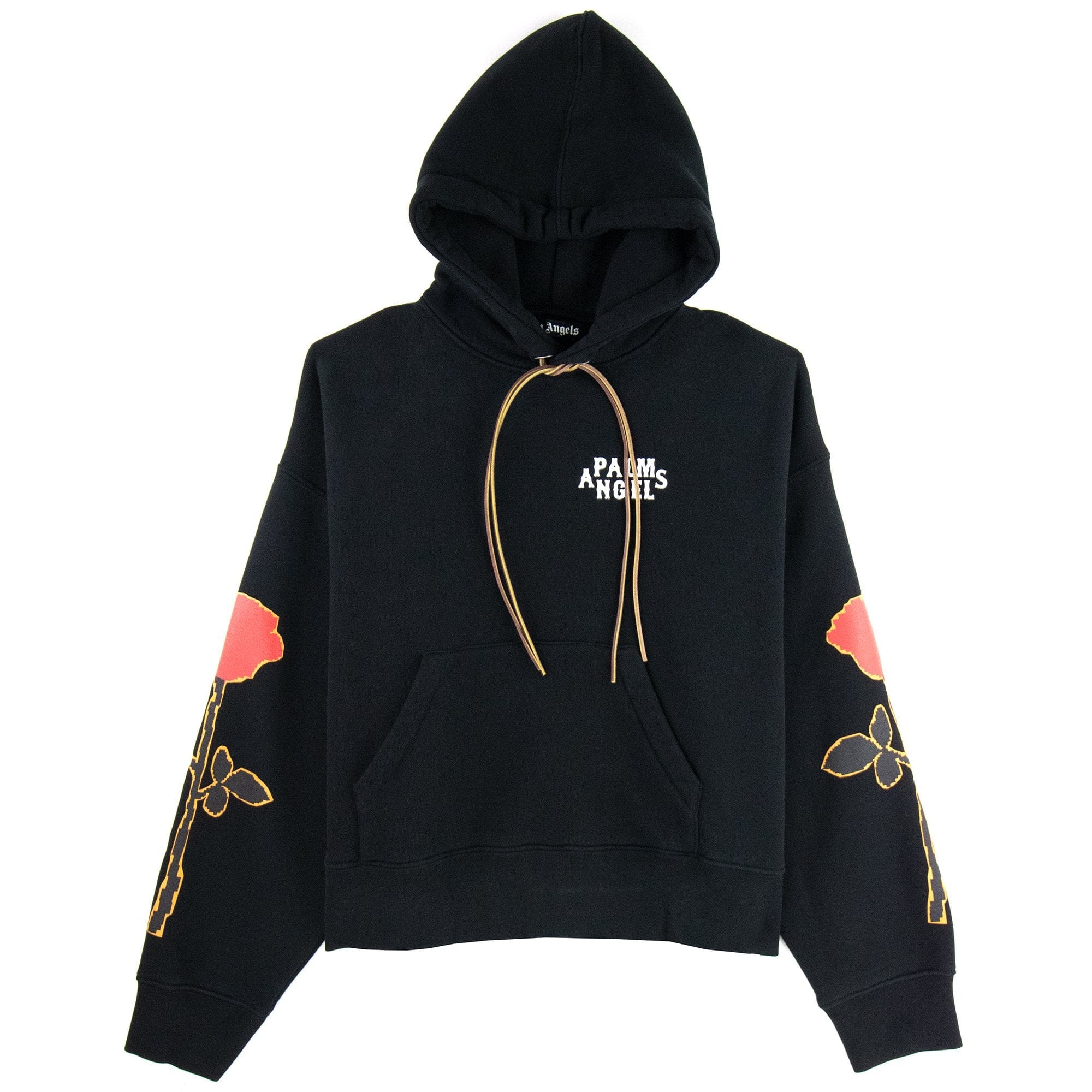 Palm Angels Side Roses Print Hooded Sweatshirt Black/red