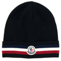 Moncler Tricolour Logo Beanie Hat Black