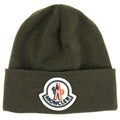 Moncler Large Logo Beanie Hat Dark Green