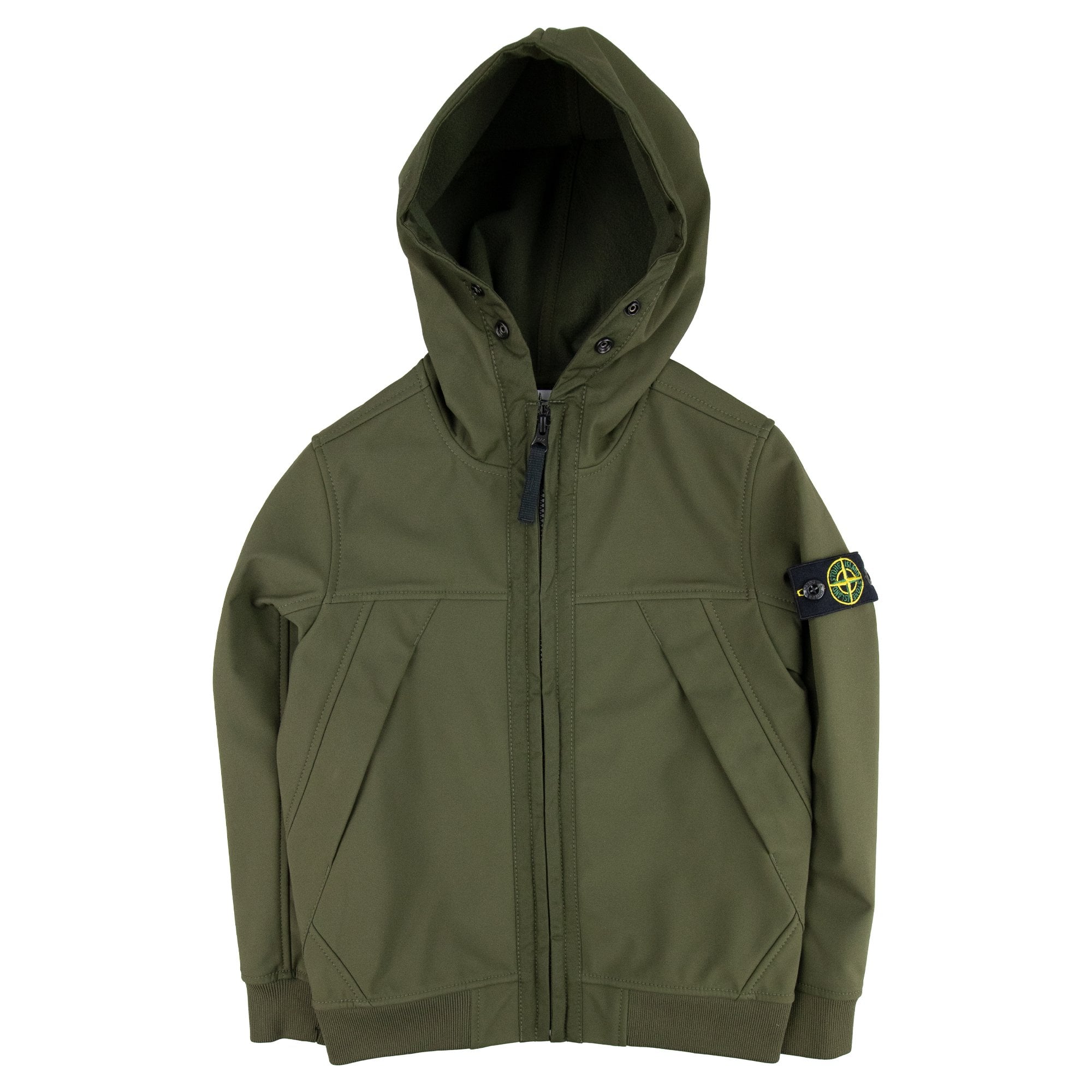 Stone Island Junior Compass Hooded Woven Jacket Khaki V0054