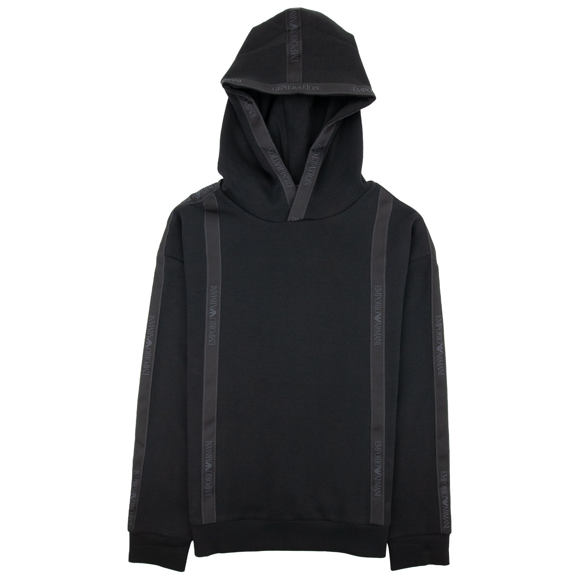 Emporio Armani Tape Logo Hoodied Sweatshirt Black 999