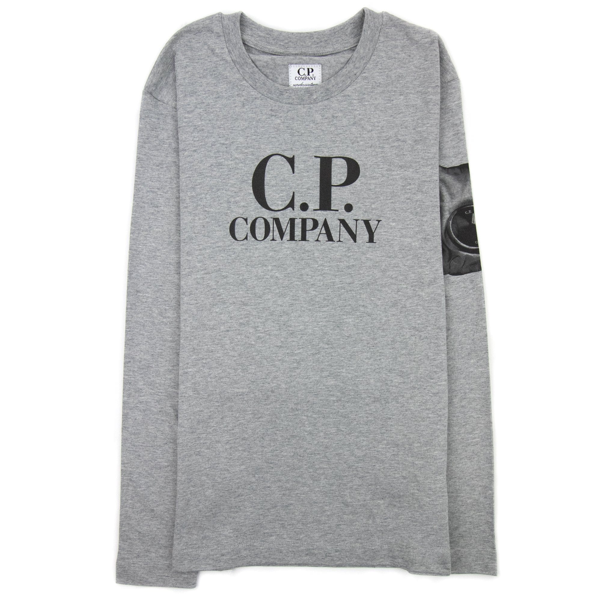Cp Company Undersixteen Logo Print L/s T Shirts Grey M93