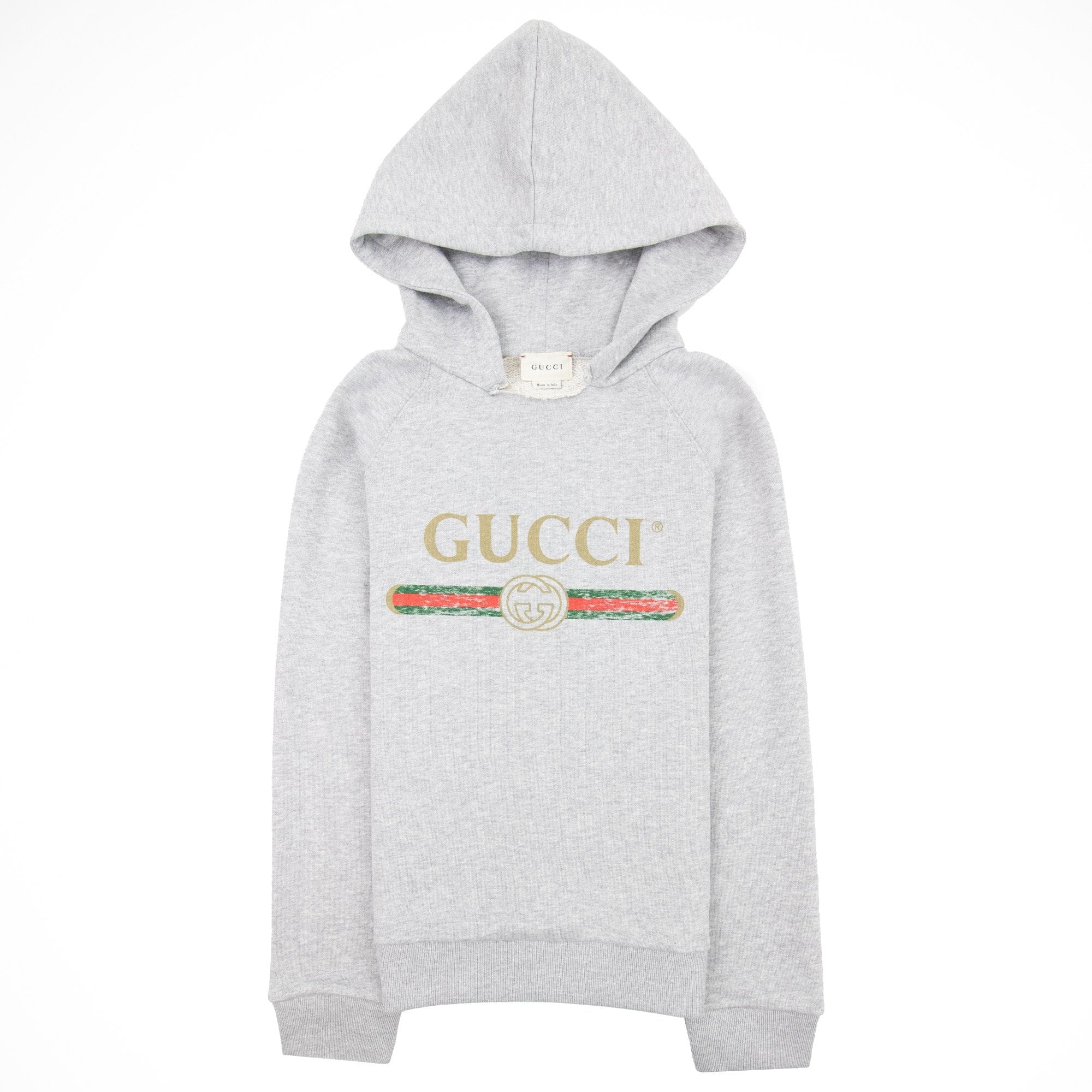 Gucci Junior Logo Print Hooded Sweatshirt Grey 1676