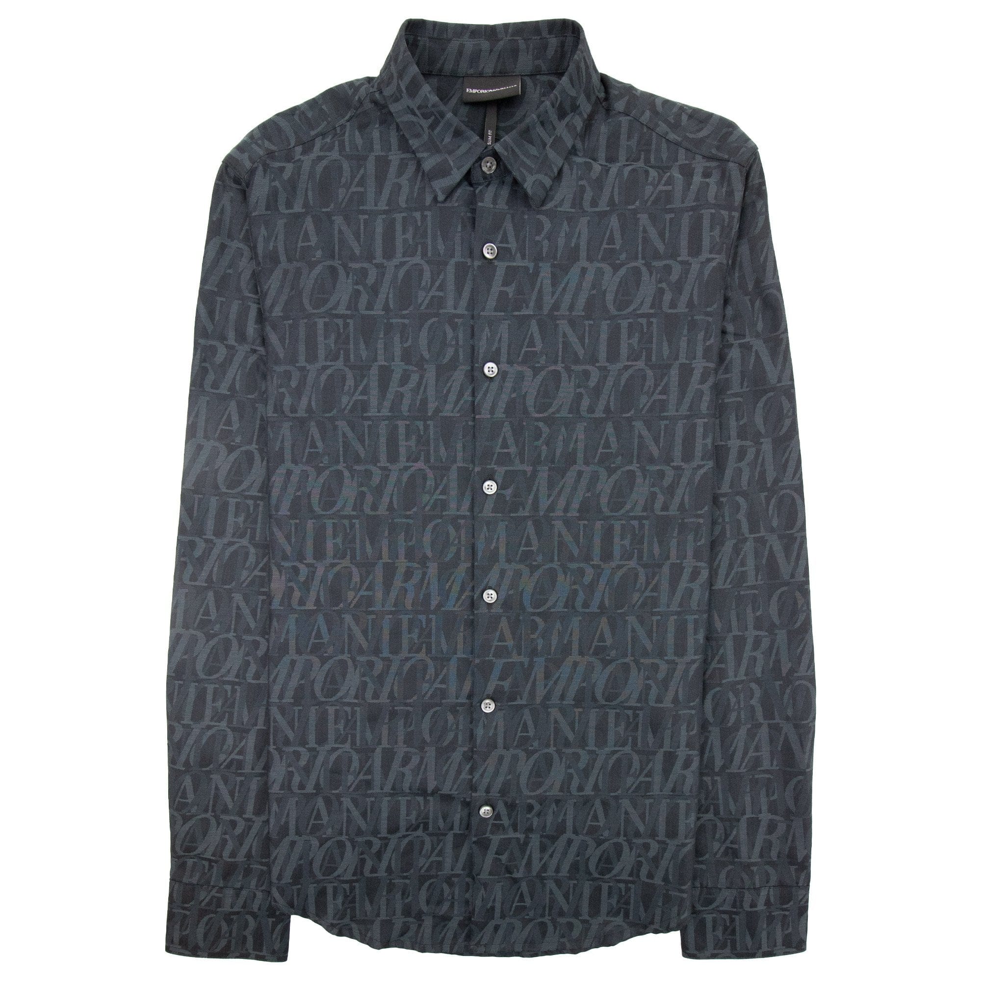 Emporio Armani All Over Logo Print Shirt Lettere Grige 620