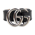 Gucci Junior Gg Silver Buckle Leather Belt Black 1000